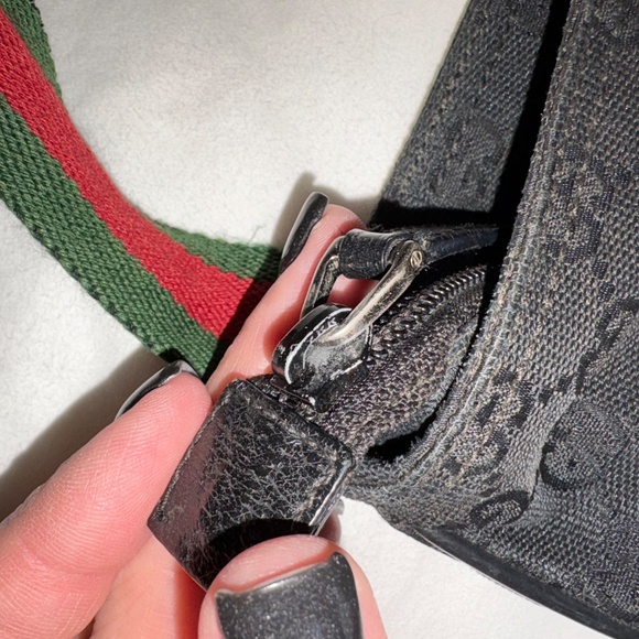 Gucci Pre-owned Gg Shelly Line Cross Body Shoulder Bag In Black, Red, Green - Picture 5 of 16
